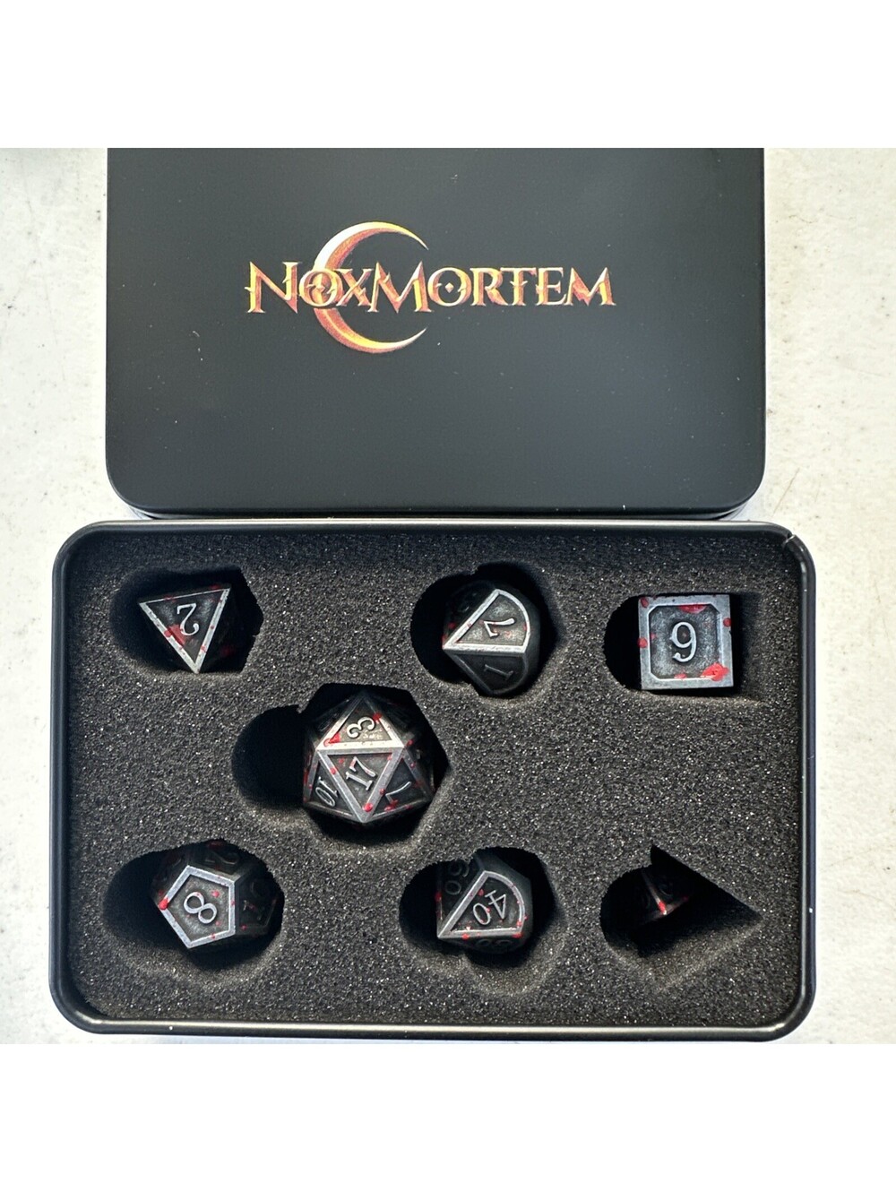 NoxMortem Dragon’s Gift RPG Dice Set Ancient Bloods 7pc w/ Tin New polyhedral